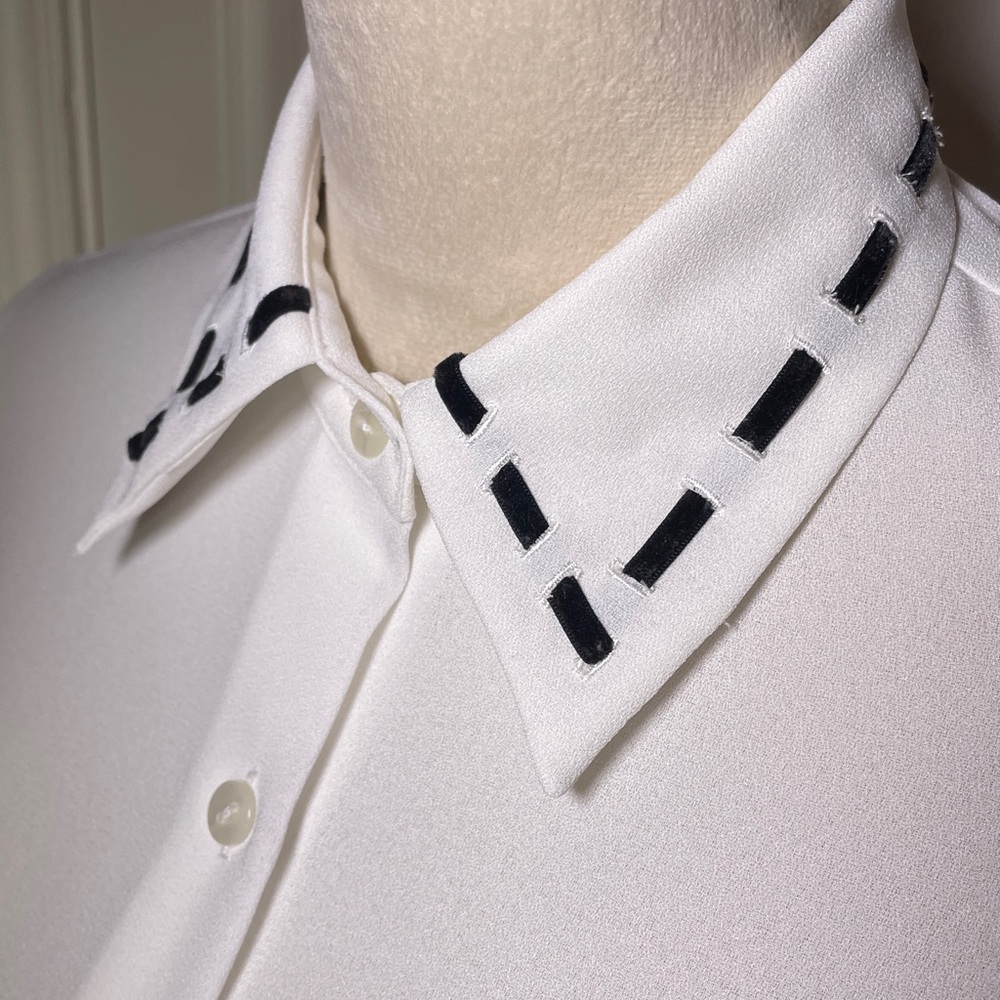 Vintage Pendleton White Button-Down Blouse Black … - image 2